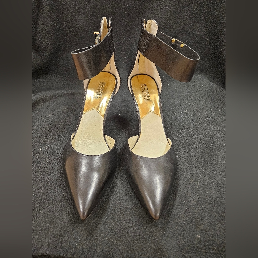 Michael Kors black leather kitten heels